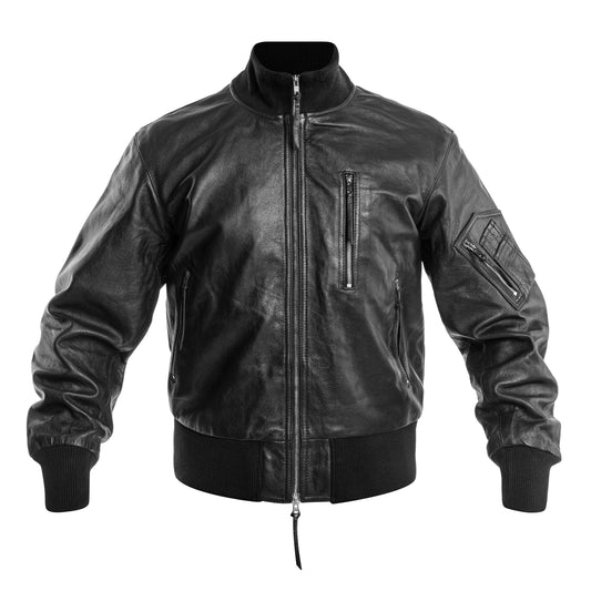 Mil-Tec German Black Leather Flight Jacket