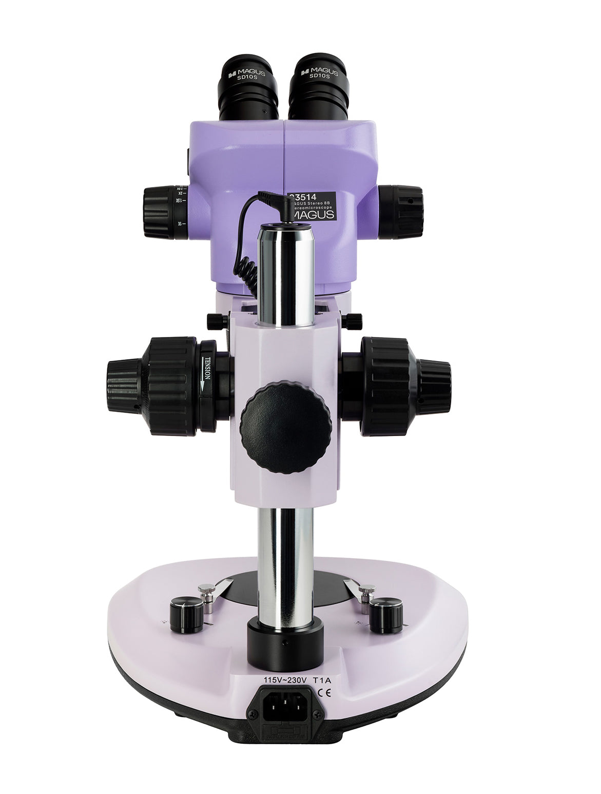 MAGUS Stereo 8B — regulacja ostrości i zasilanie