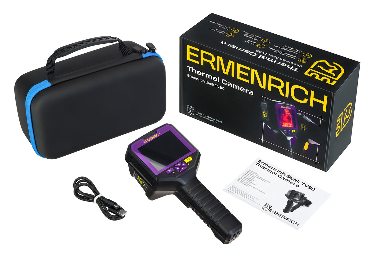 Kamera termowizyjna Ermenrich Seek TV90 — 256 × 192 px — zestaw i akcesoria