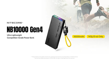 Nitecore NB10000 Gen4 — grafika producenta z powerbankiem i scenerią biegową